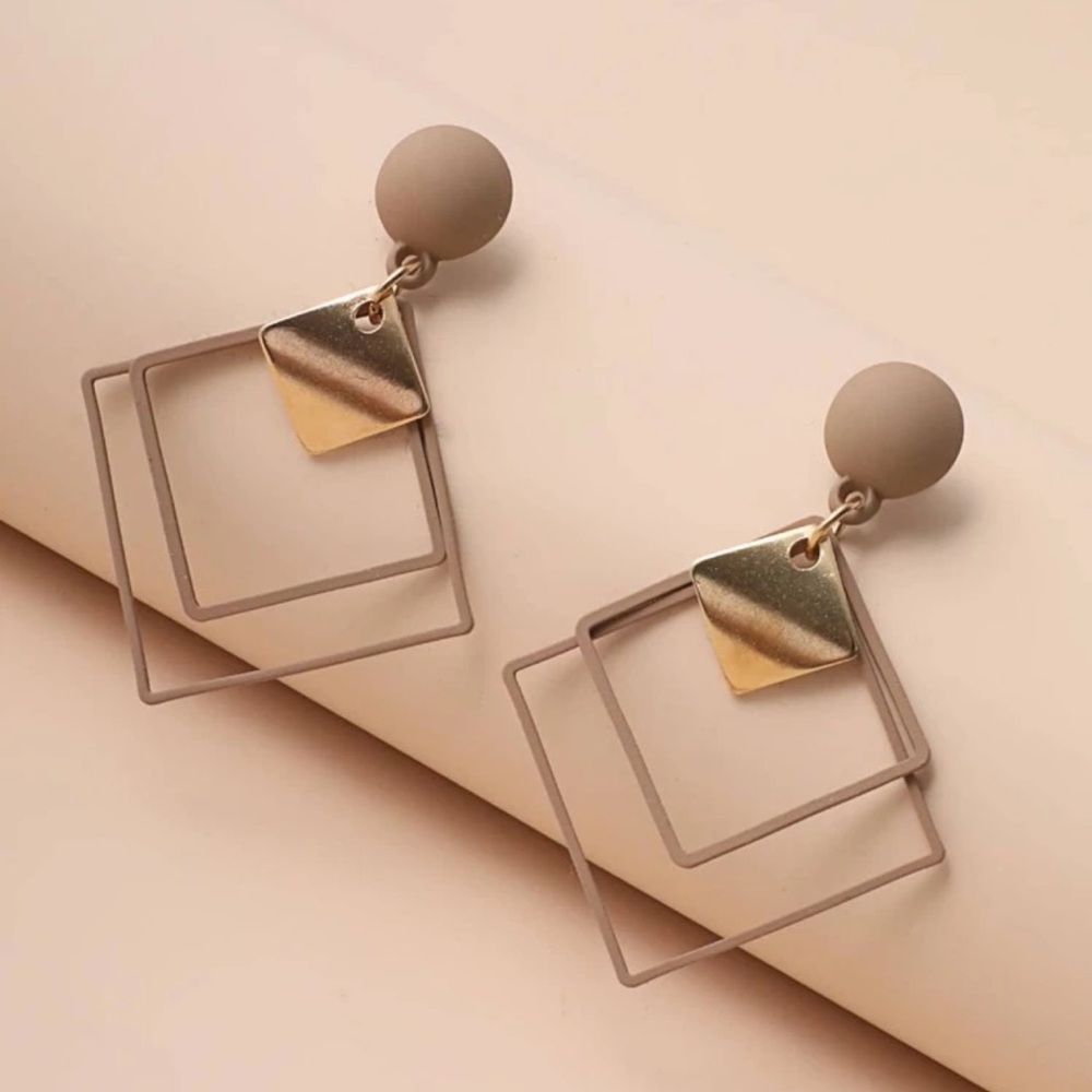 2/$10 NEW! Creative Minimalist Geometric Drop Earrings Square Cute Boho Hollow